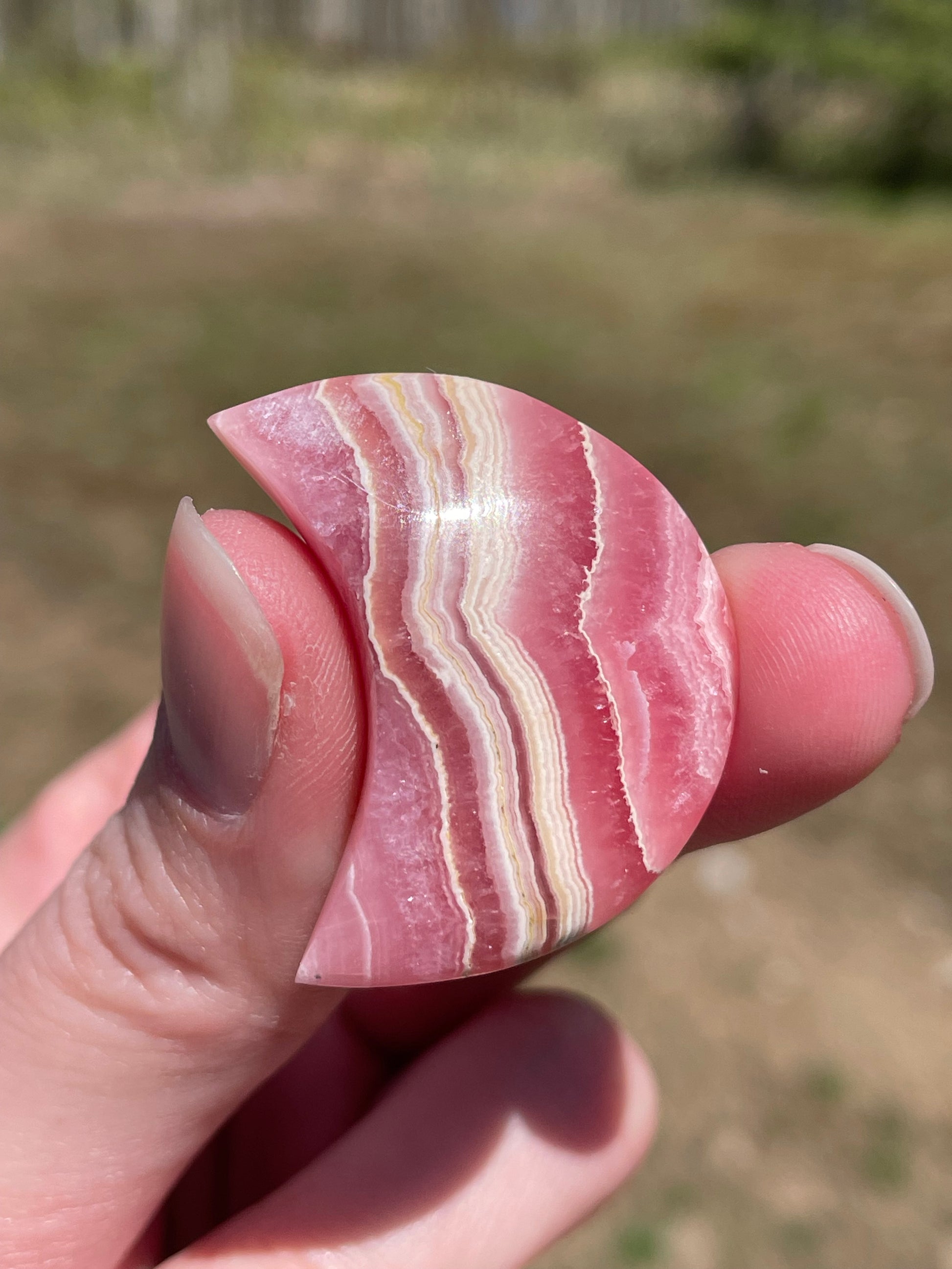 Rhodochrosite moons: Pink gemstones for love and healing