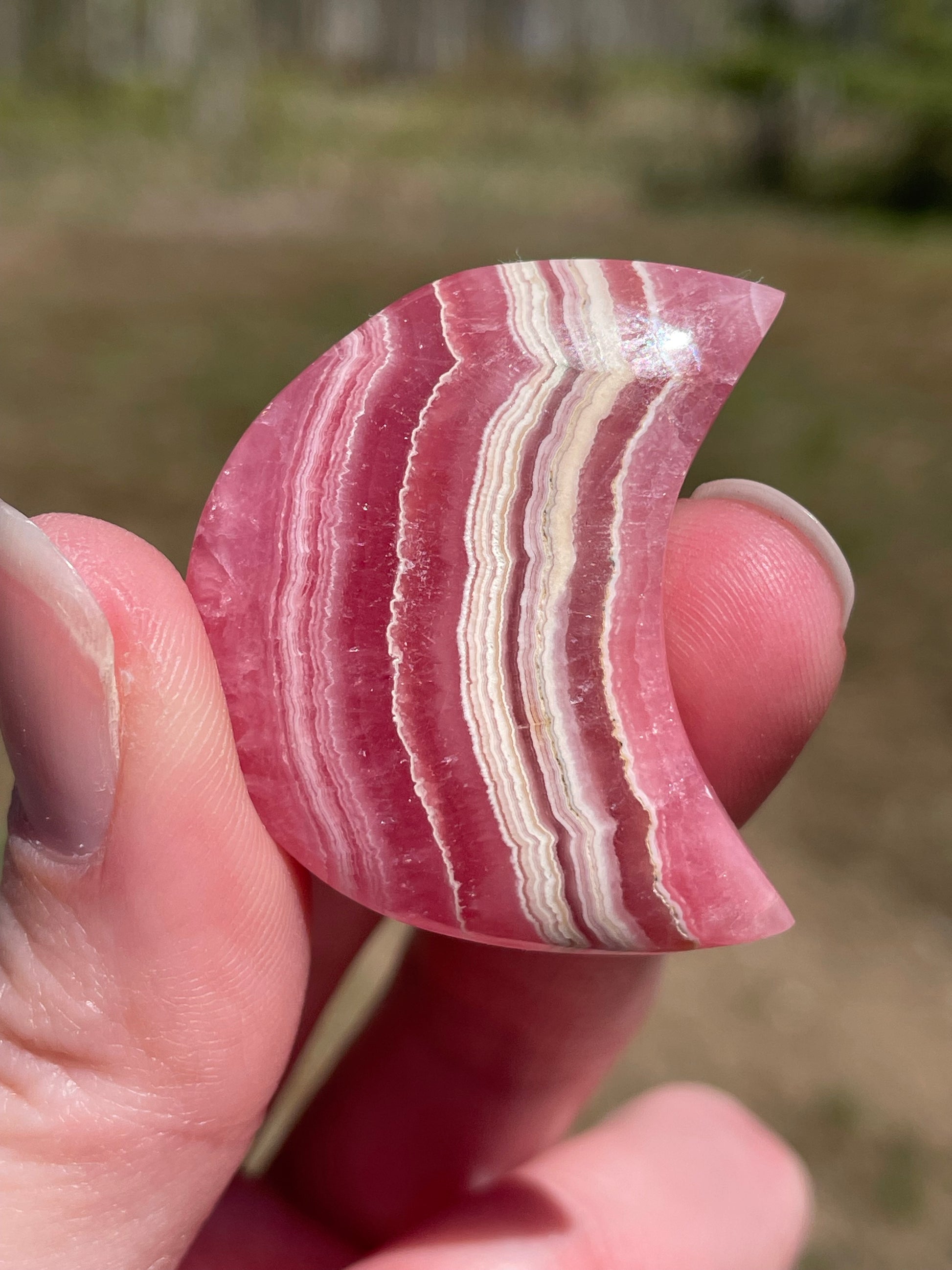 Rhodochrosite moons: Pink gemstones for love and healing