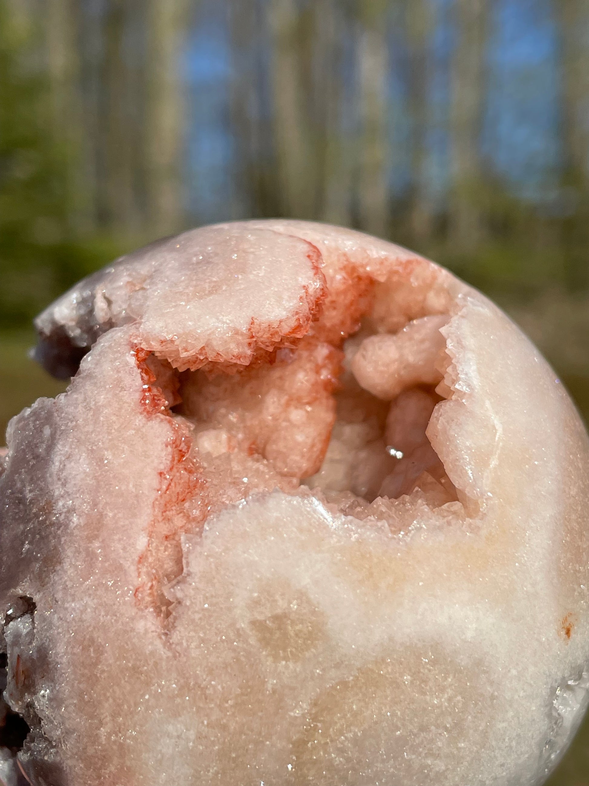 Pink Amethyst Sphere: Radiant crystal ball with delicate pink tones