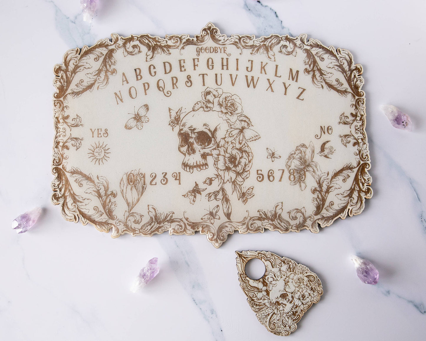Floral Skull Spirit Board Heirloom White: B