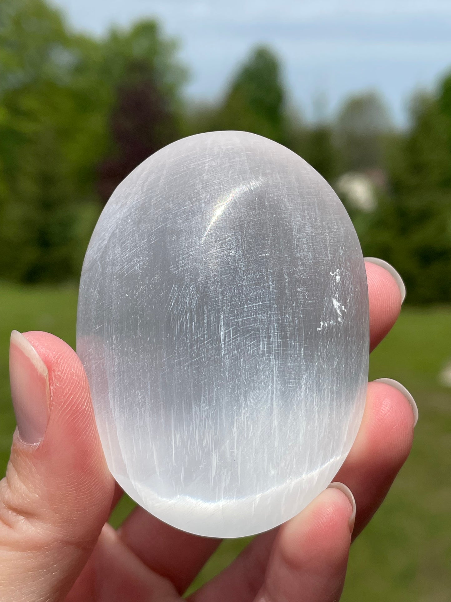 Selenite/Satin Spar Palm Stone