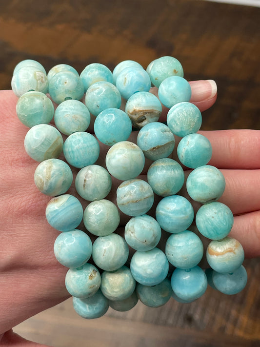 Deep Blue Aragonite Beaded Bracelet