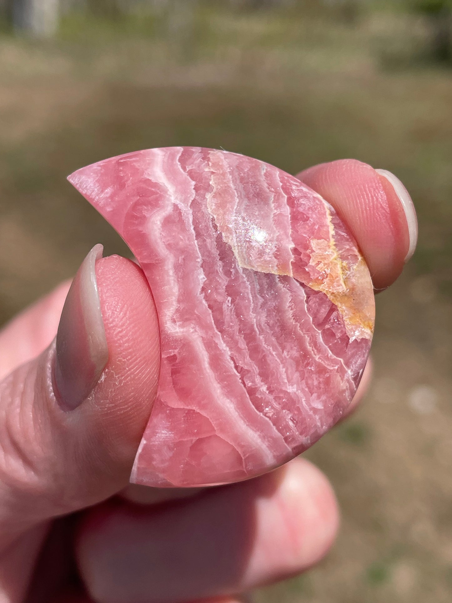 Rhodochrosite moons: Pink gemstones for love and healing