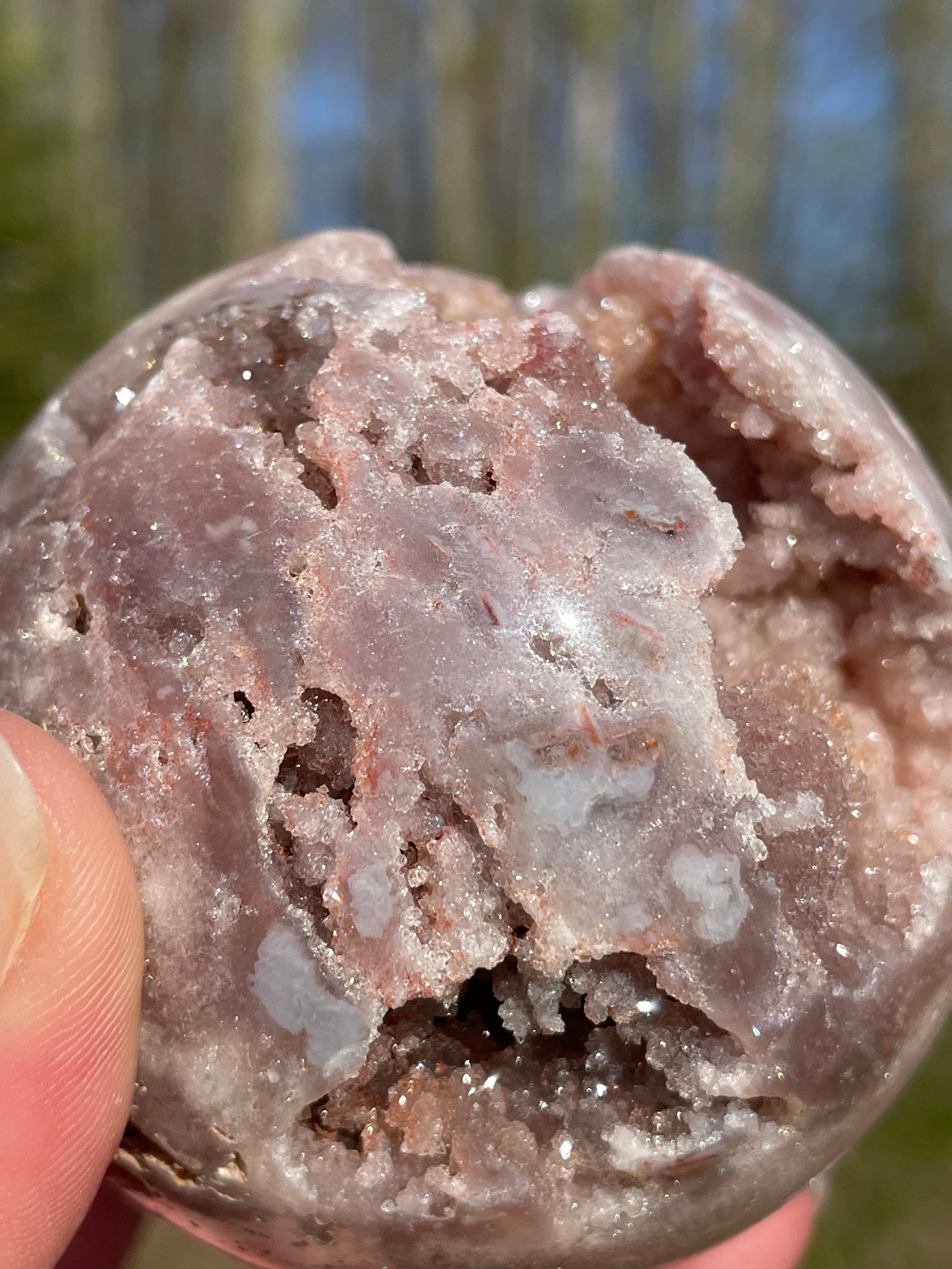 Pink Amethyst Sphere: Radiant crystal ball with delicate pink tones