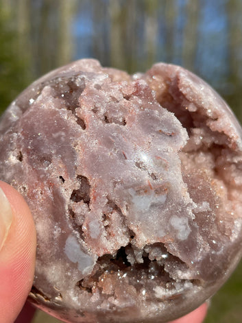 Pink Amethyst Sphere: Radiant crystal ball with delicate pink tones