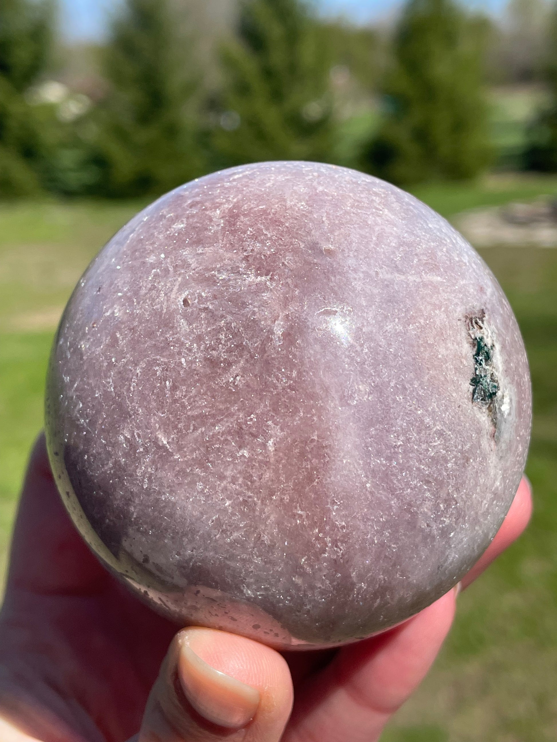 Pink Amethyst Sphere: Radiant crystal ball with delicate pink tones