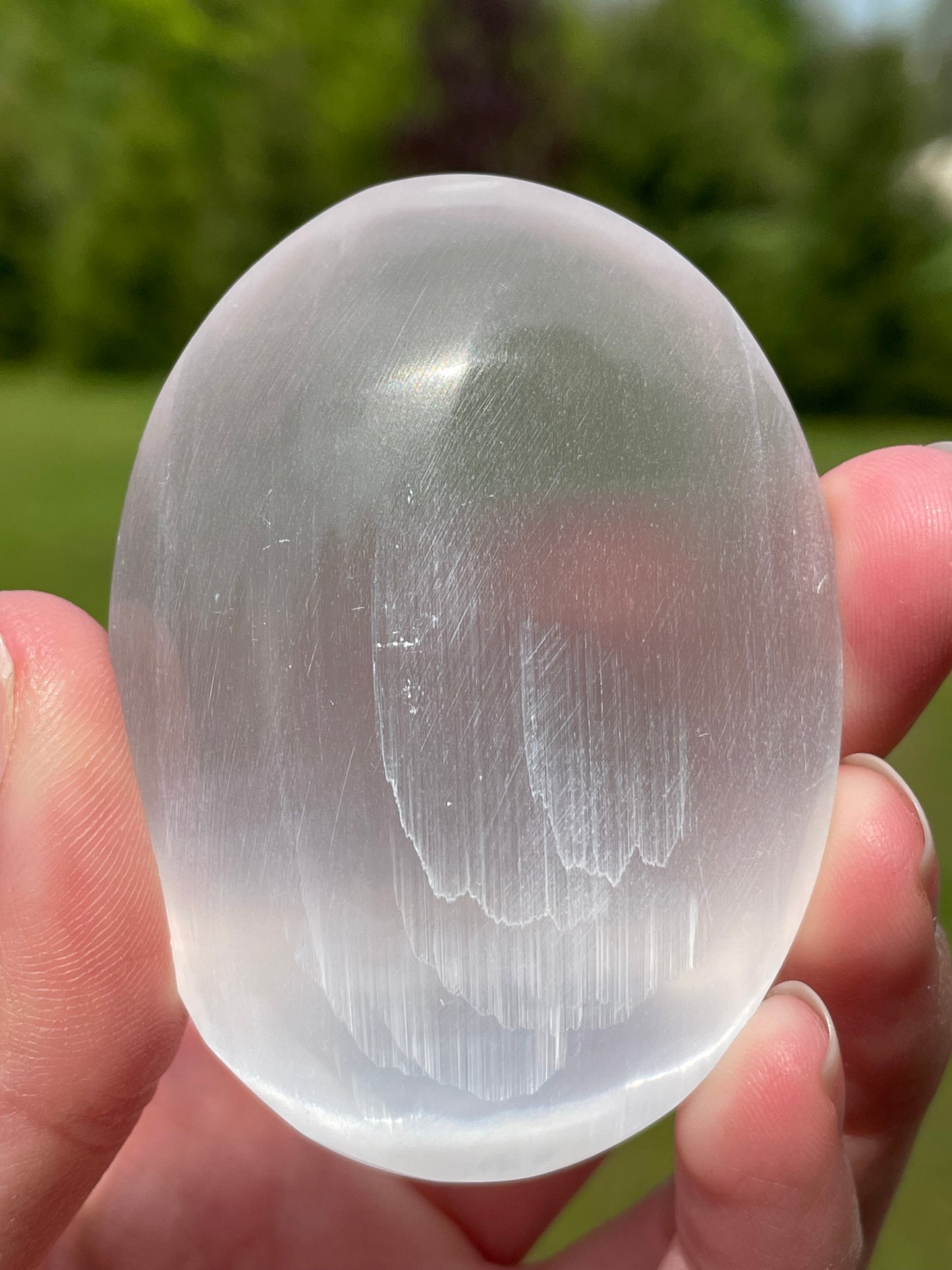 Selenite/Satin Spar Palm Stone