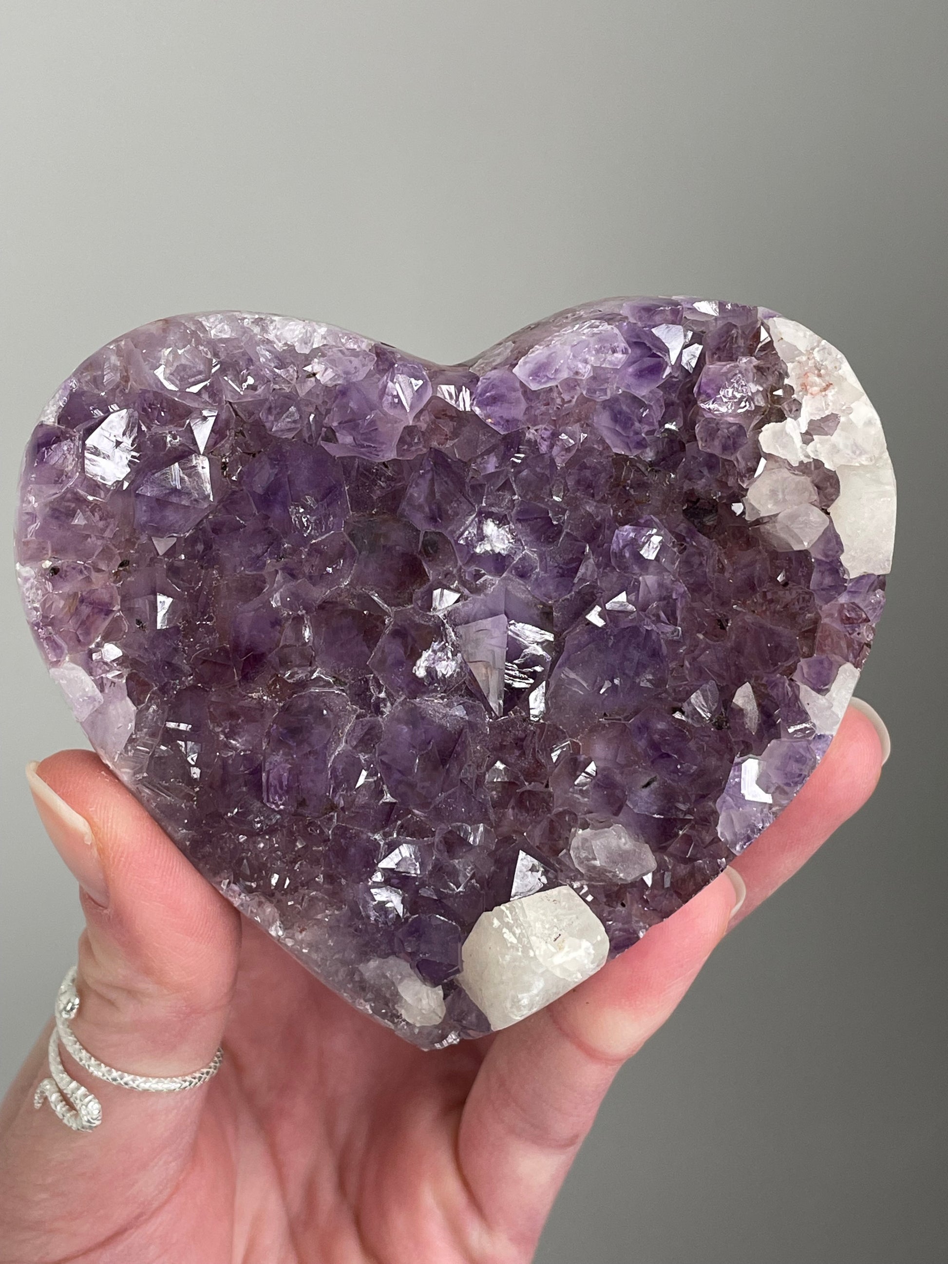 Amethyst Heart with Calcite
