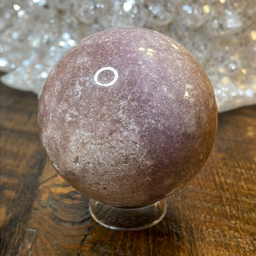 Pink Amethyst Druzy Sphere, a radiant and enchanting crystal ball showcasing delicate crystalline formations in soothing pink tones.