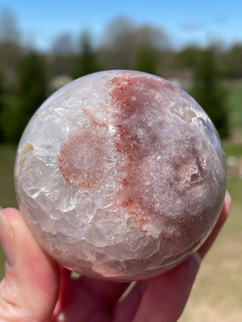 Pink Amethyst Sphere: Radiant crystal ball with delicate pink tones