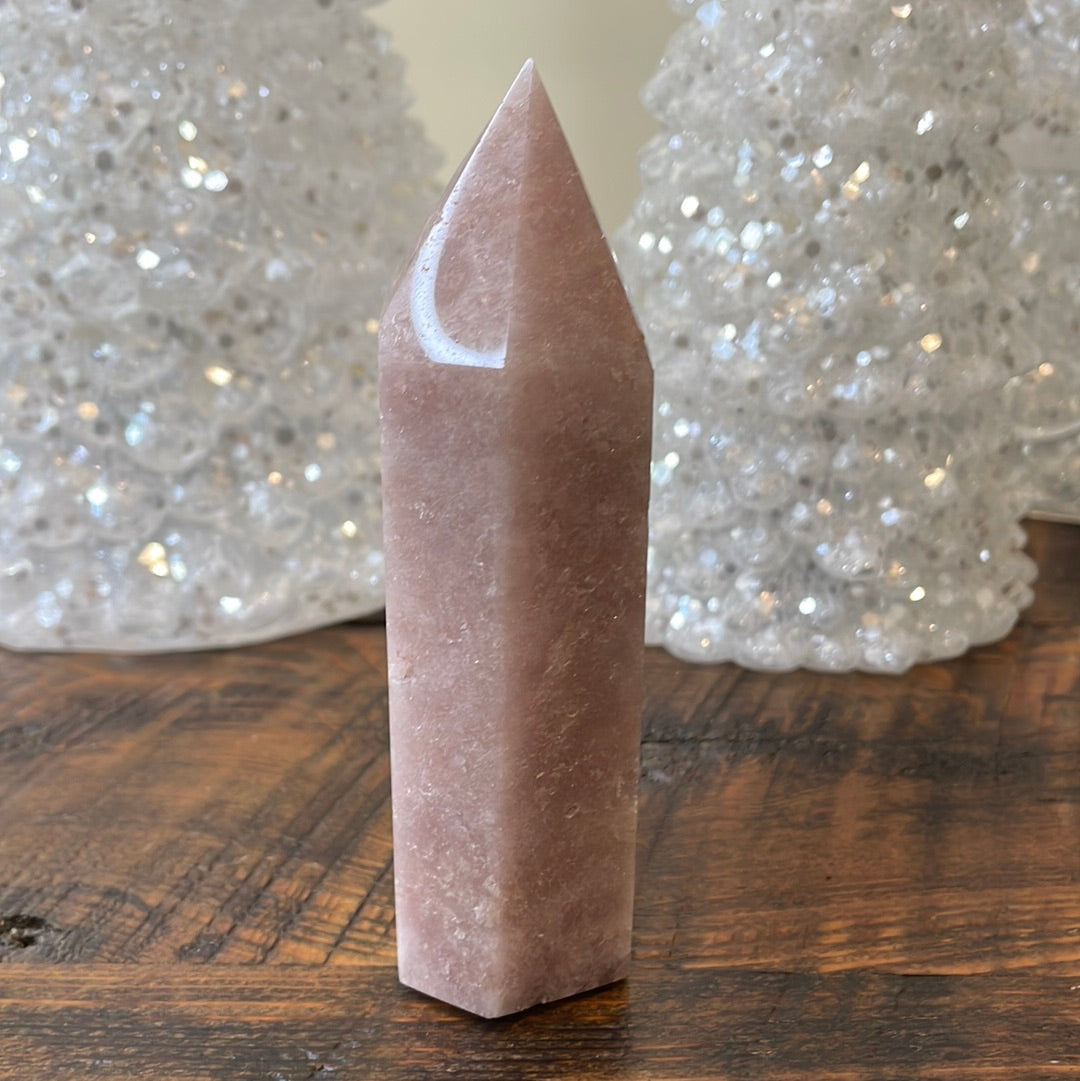 Pink Amethyst druzy tower, showcasing delicate crystalline formations in a soothing hue for a truly enchanting natural beauty.