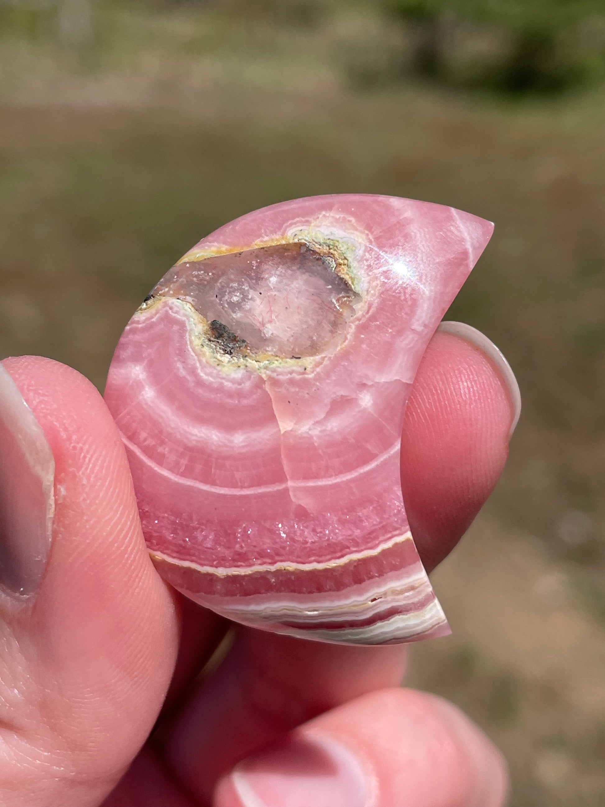 Rhodochrosite moons: Pink gemstones for love and healing