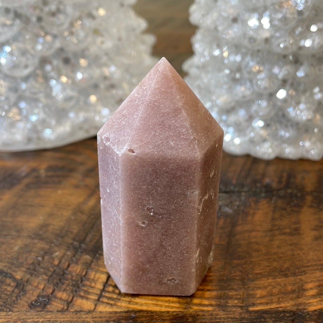 Pink Amethyst druzy tower, showcasing delicate crystalline formations in a soothing hue for a truly enchanting natural beauty.