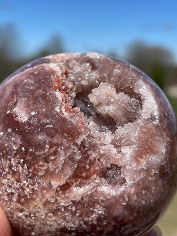 Pink Amethyst Sphere: Radiant crystal ball with delicate pink tones