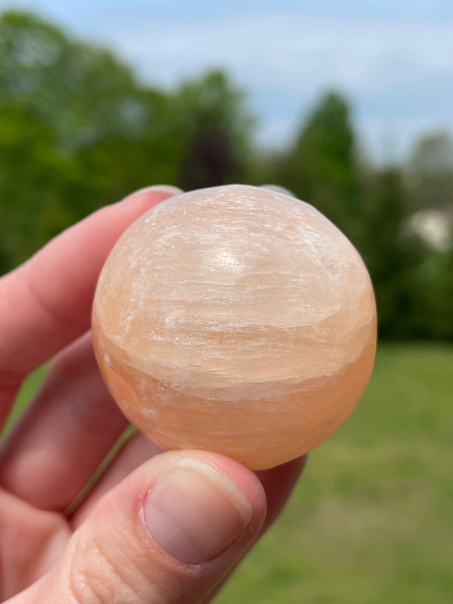 Peach Selenite/Satin Spar Small Sphere