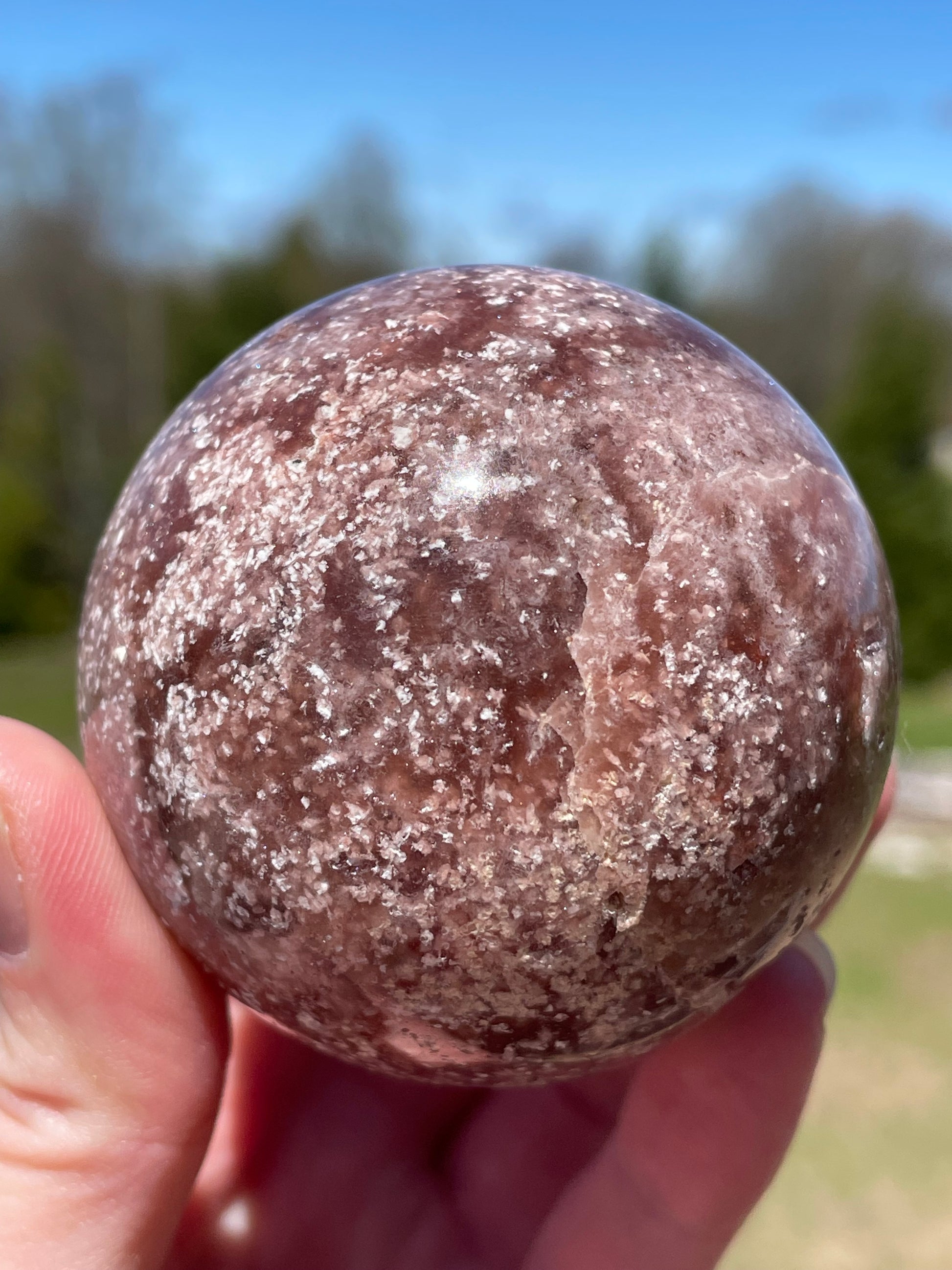 Pink Amethyst Sphere: Radiant crystal ball with delicate pink tones