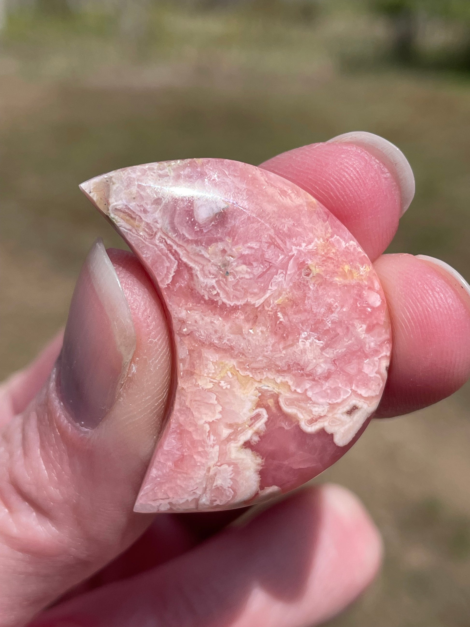 Rhodochrosite moons: Pink gemstones for love and healing