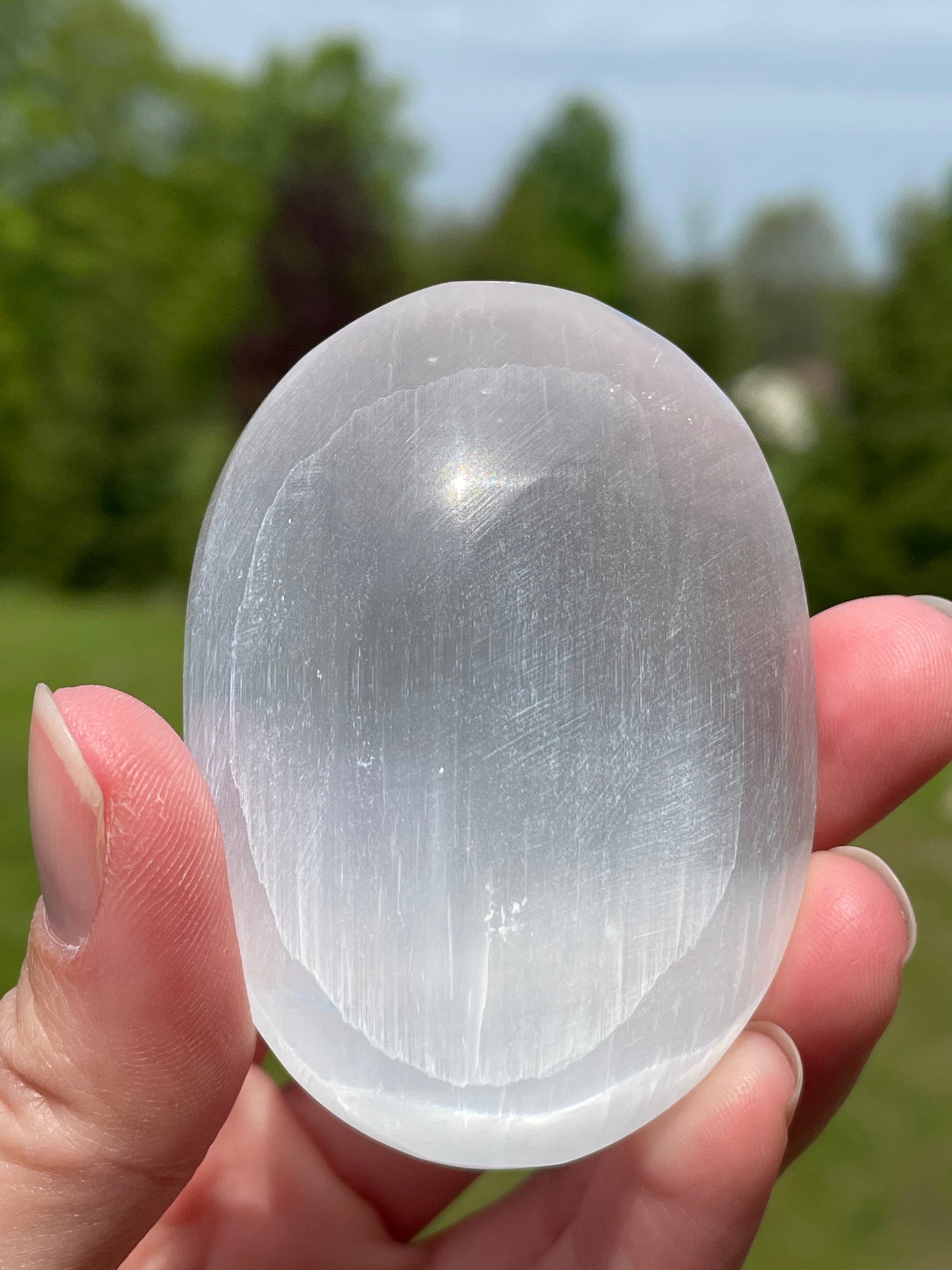 Selenite/Satin Spar Palm Stone