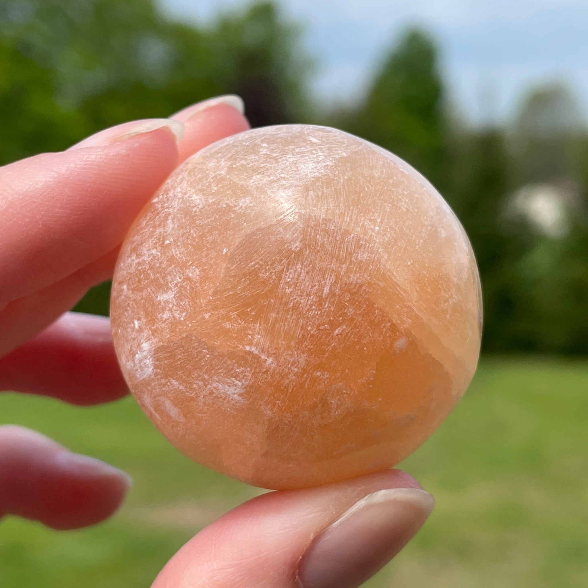 Peach Selenite/Satin Spar Small Sphere