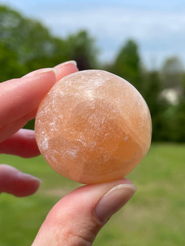 Peach Selenite/Satin Spar Small Sphere