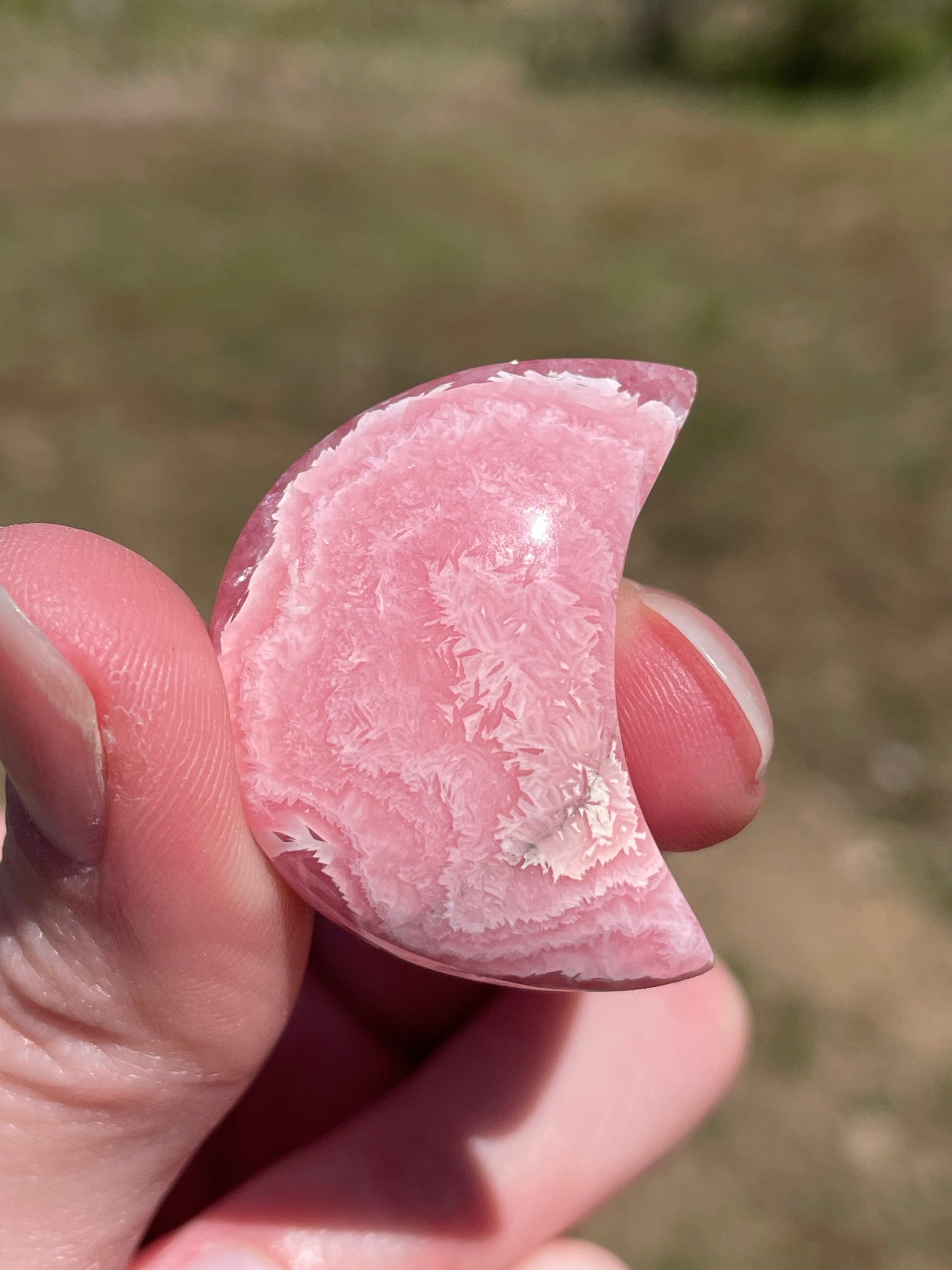 Rhodochrosite moons: Pink gemstones for love and healing