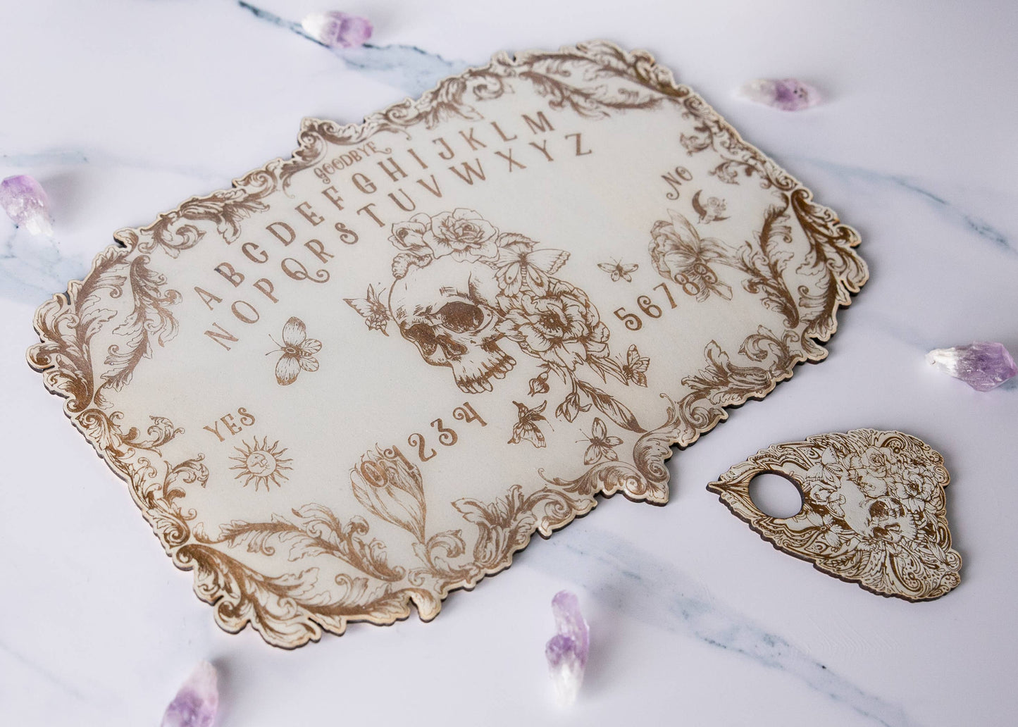 Floral Skull Spirit Board Heirloom White: B