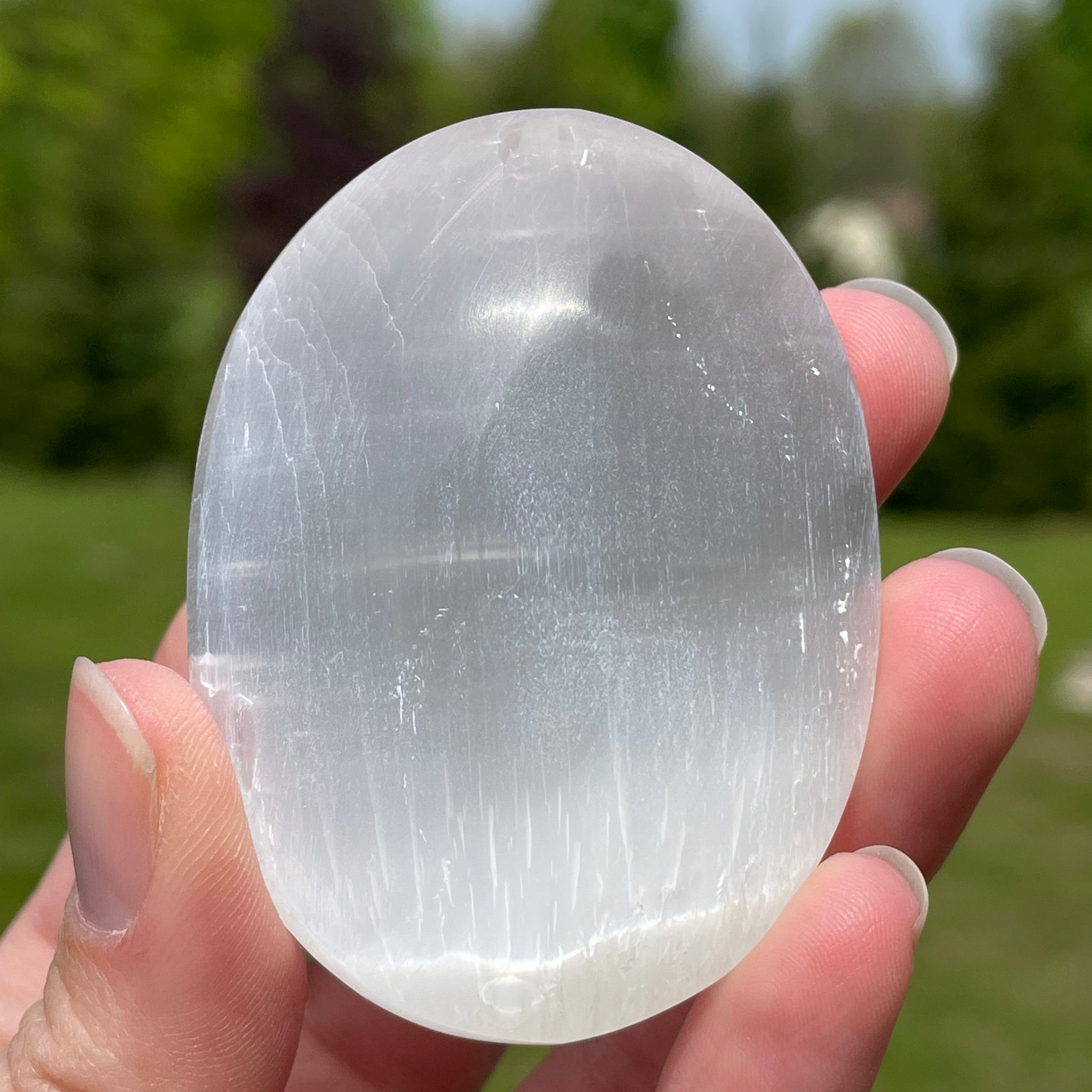 Selenite/Satin Spar Palm Stone
