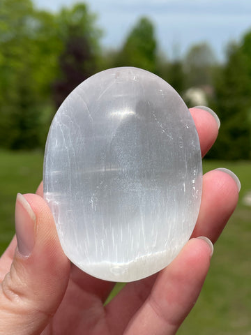 Selenite/Satin Spar Palm Stone