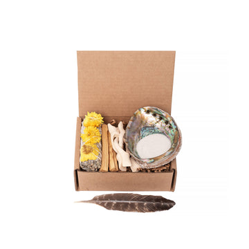 Yellow Floral Wand, Palo Santo Wand Mini Cleansing Kit