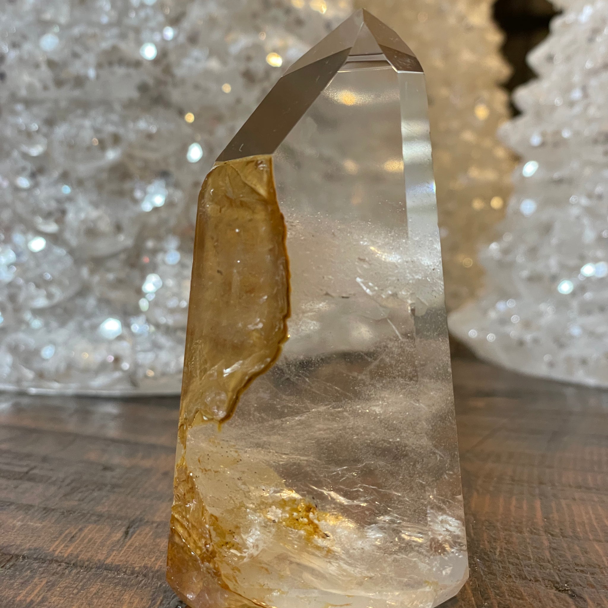 Exquisite Golden Healer Quartz of fine quality, emanating warmth and clarity in a pristine crystal specimen.
