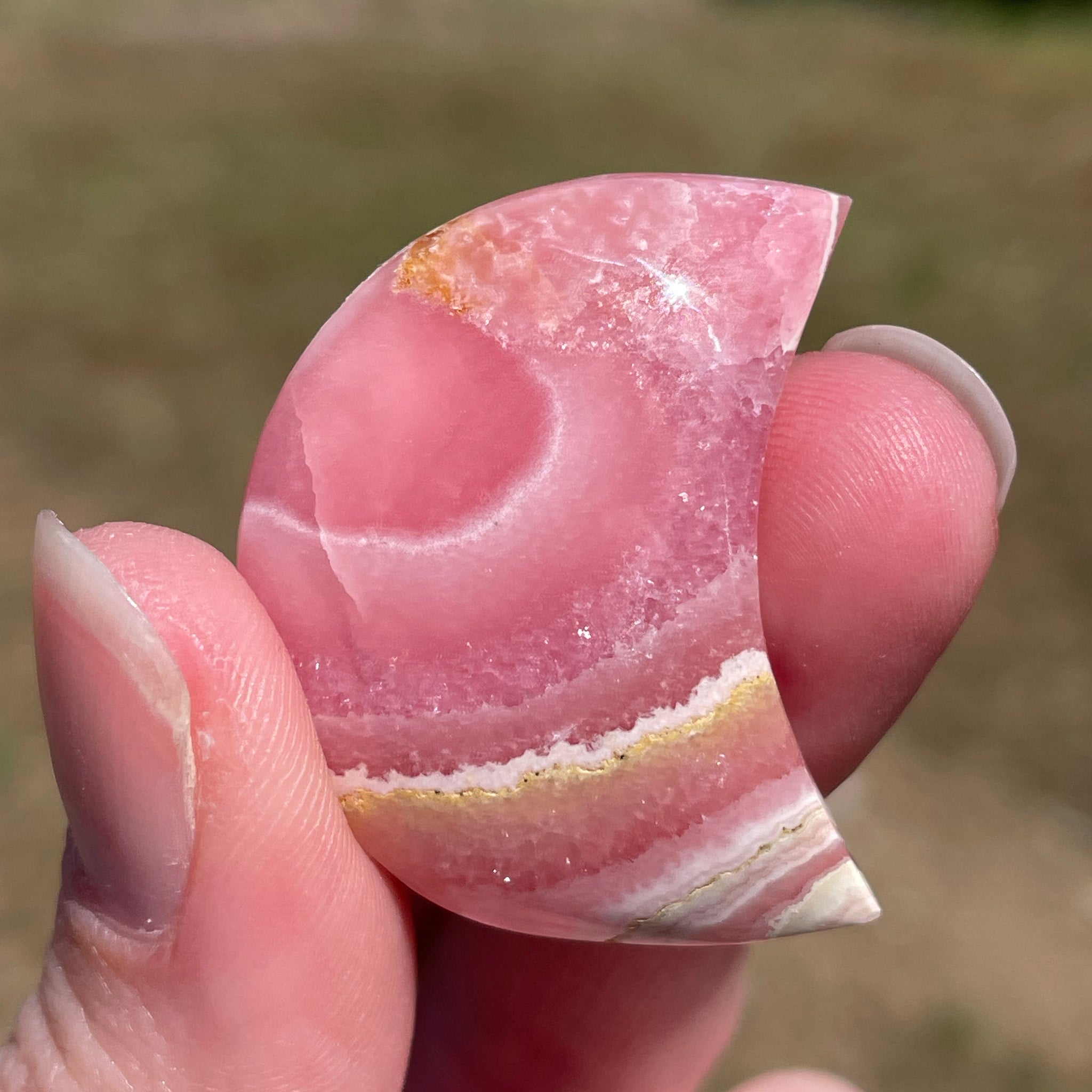 Rhodochrosite moons: Pink gemstones for love and healing