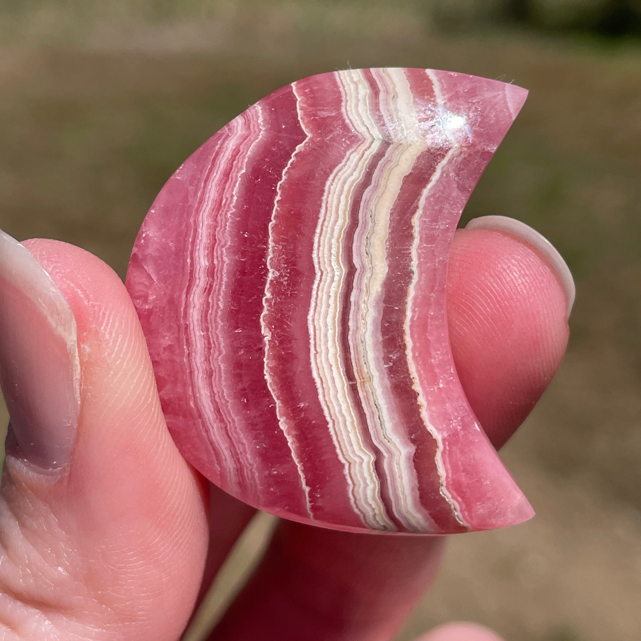 Rhodochrosite moons: Pink gemstones for love and healing