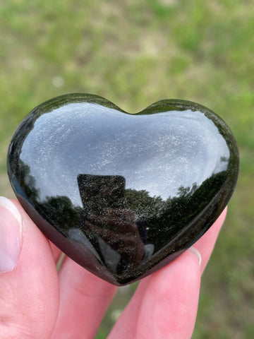 Gold Sheen Obsidian Heart
