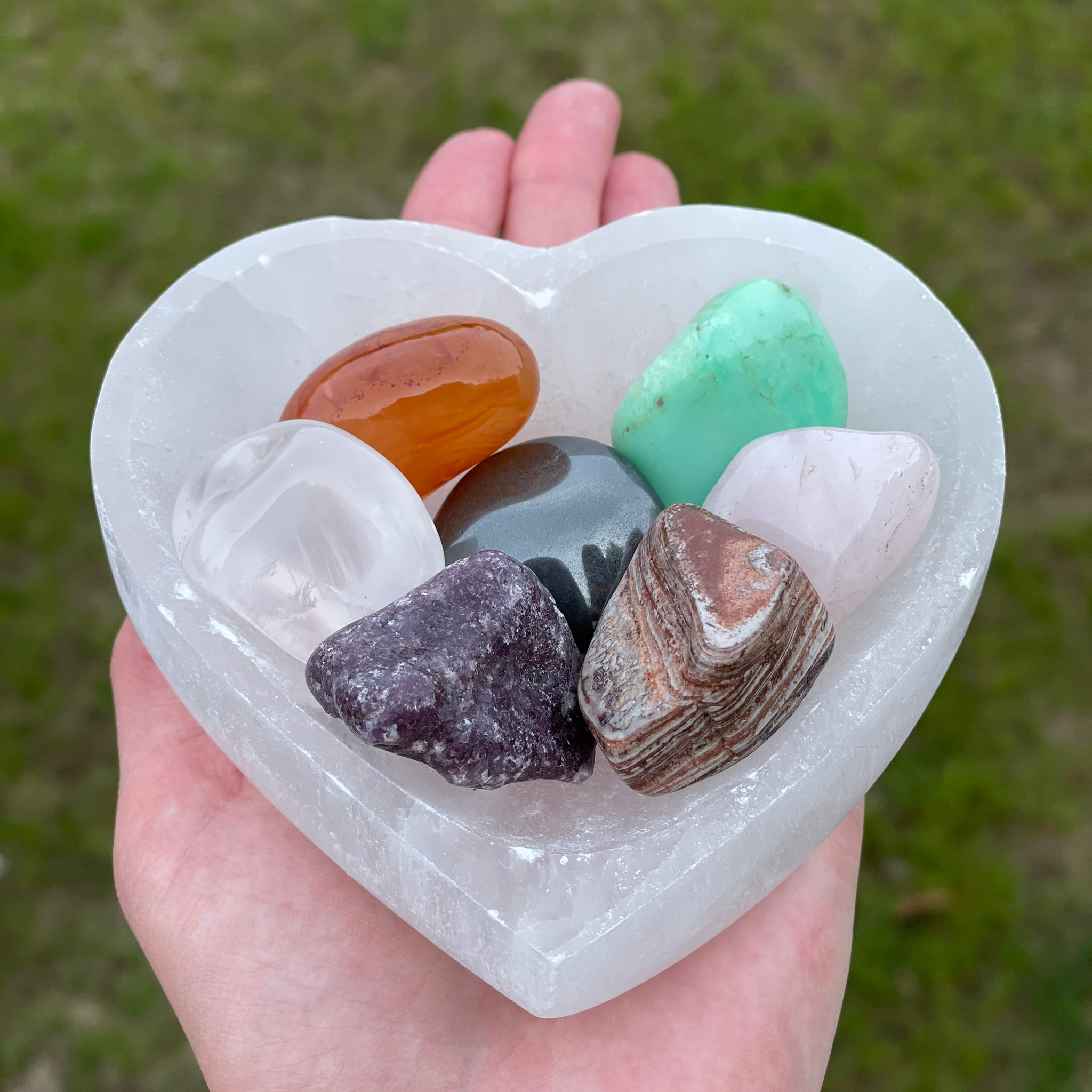 Chakra Set with Selenite Heart Bowl