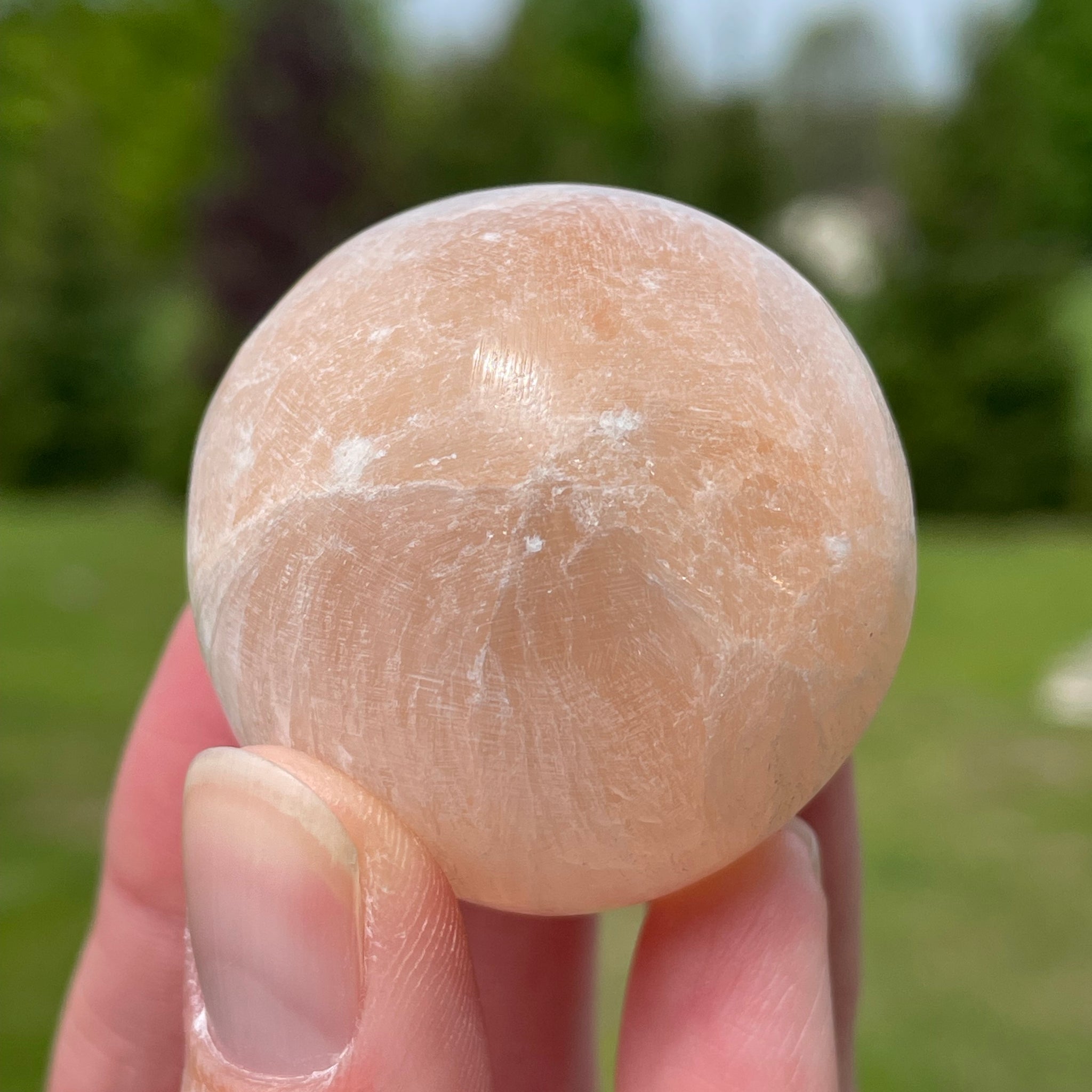 Peach Selenite/Satin Spar Small Sphere