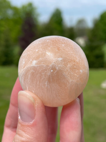 Peach Selenite/Satin Spar Small Sphere