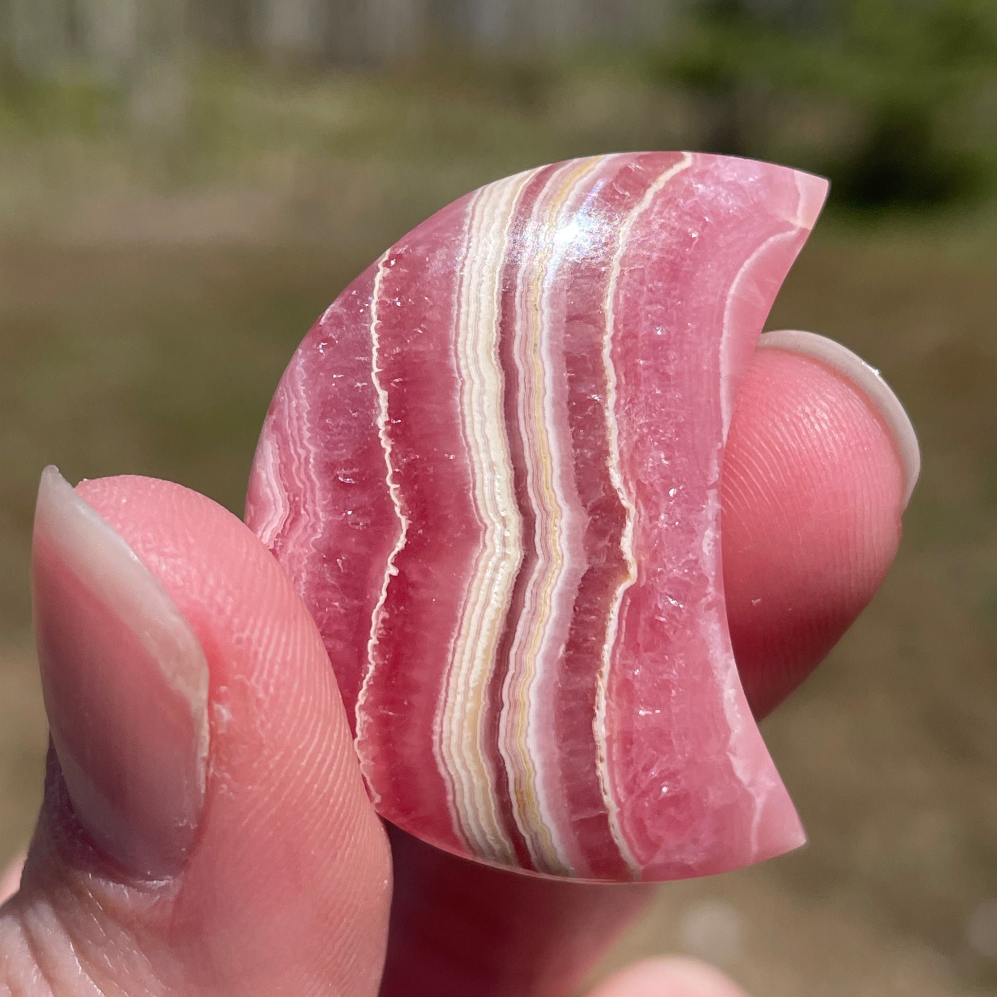 Rhodochrosite moons: Pink gemstones for love and healing