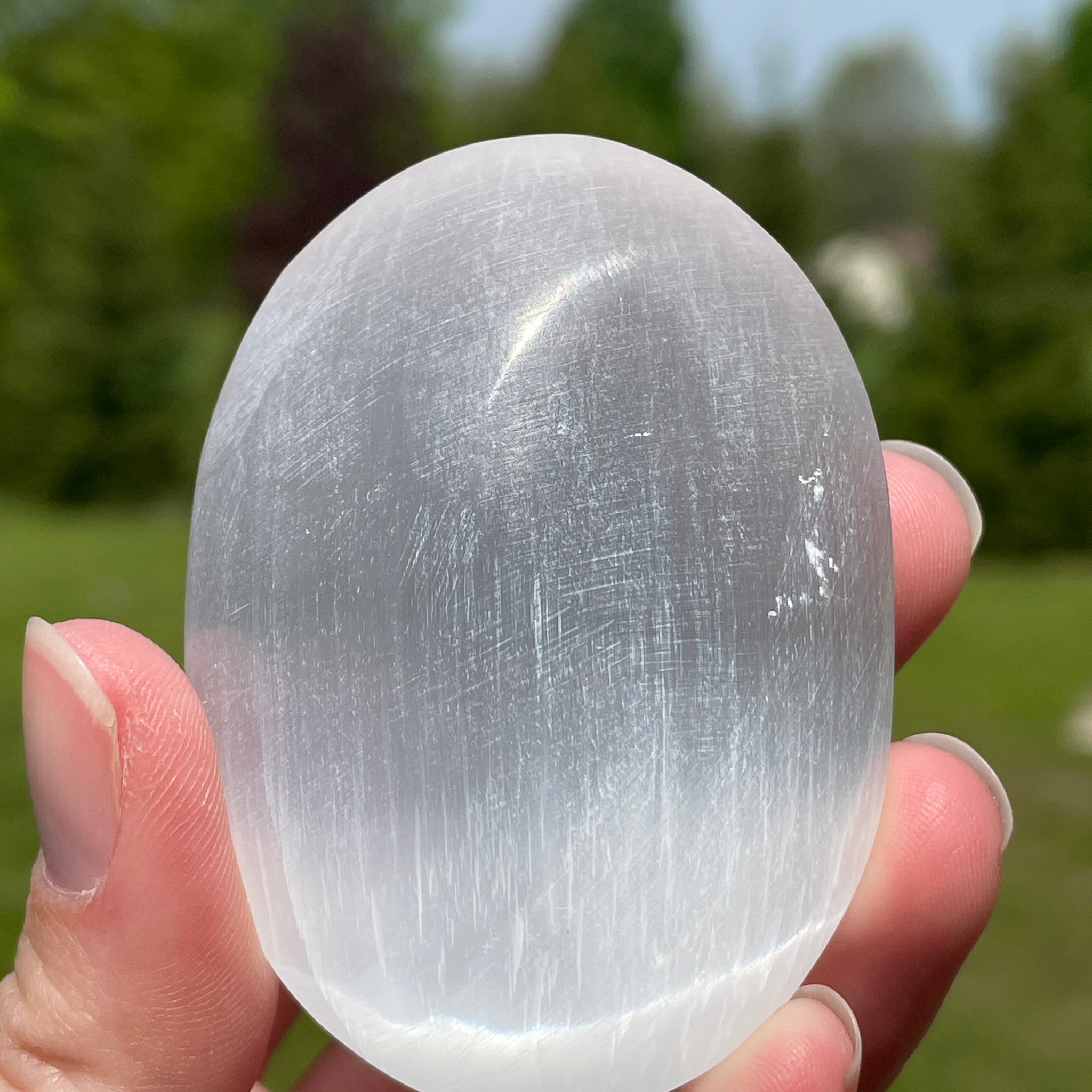Selenite/Satin Spar Palm Stone