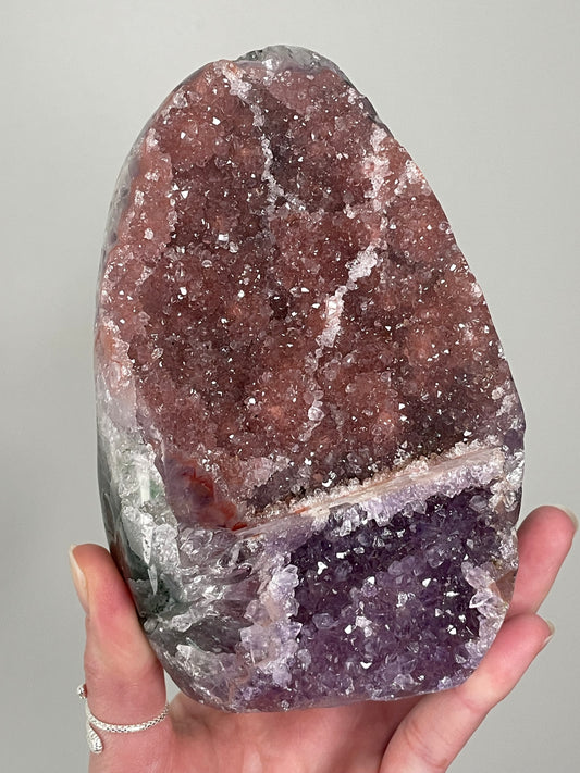 Special Pink and Purple Rainbow Amethyst Crystal Display Piece