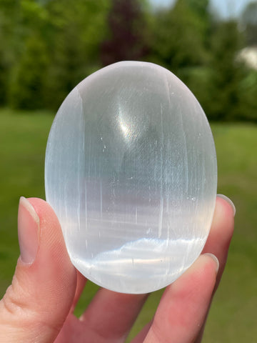 Selenite/Satin Spar Palm Stone