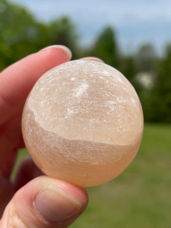 Peach Selenite/Satin Spar Small Sphere