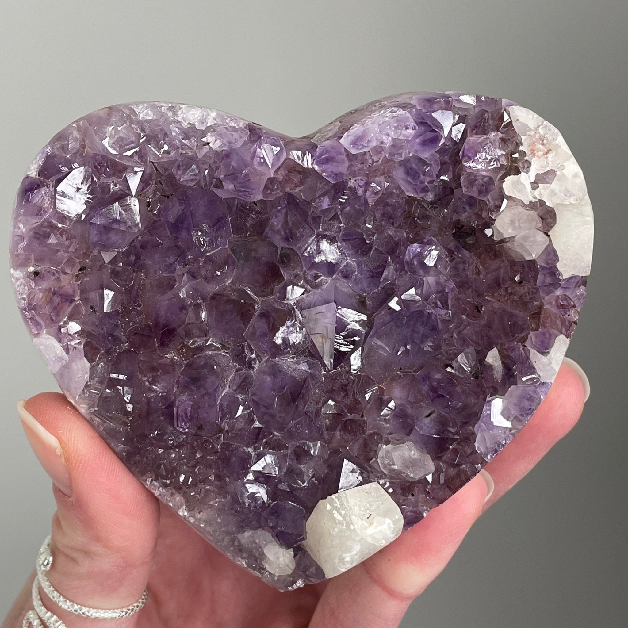 Amethyst Heart with Calcite