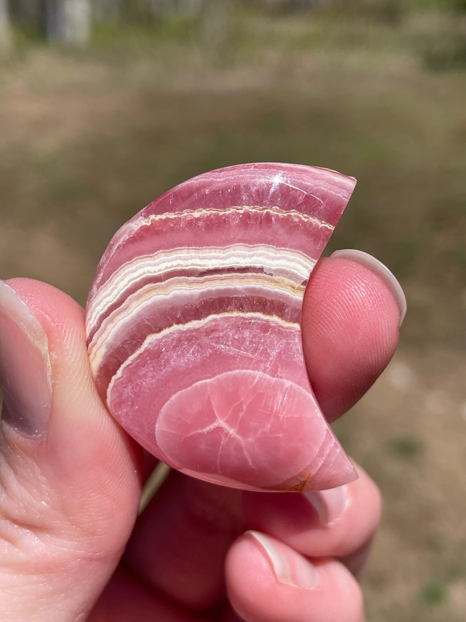 Rhodochrosite moons: Pink gemstones for love and healing
