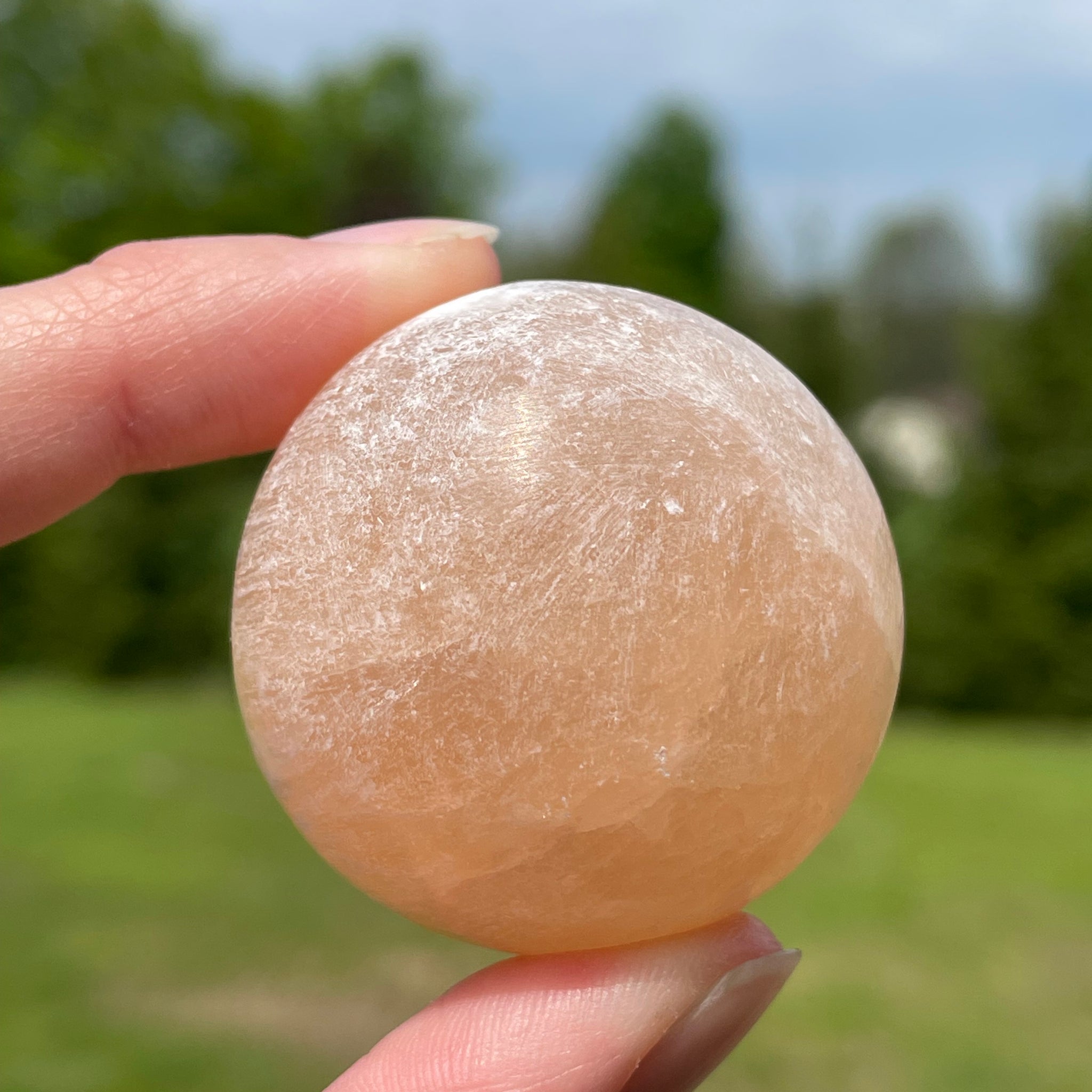 Peach Selenite/Satin Spar Small Sphere
