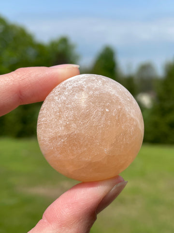 Peach Selenite/Satin Spar Small Sphere
