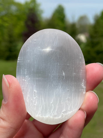 Selenite/Satin Spar Palm Stone