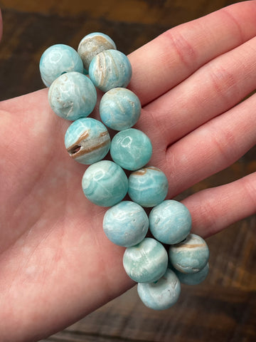 Deep Blue Aragonite Beaded Bracelet