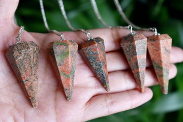 Natural Unakite Faceted Pendulum