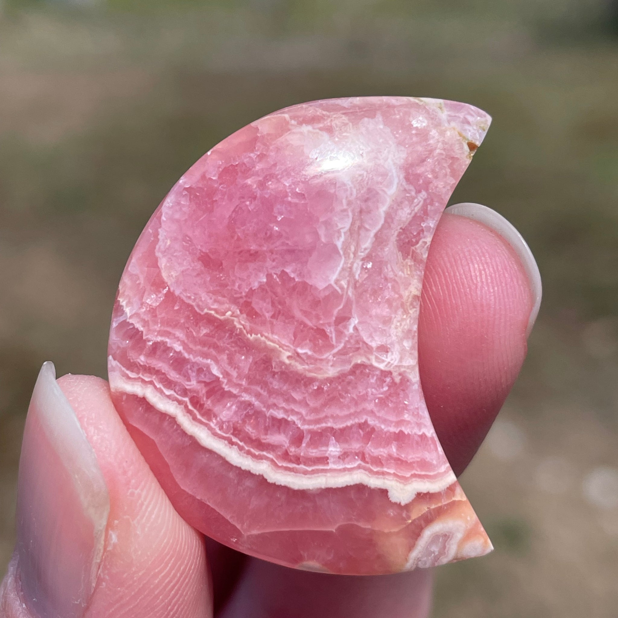 Rhodochrosite moons: Pink gemstones for love and healing