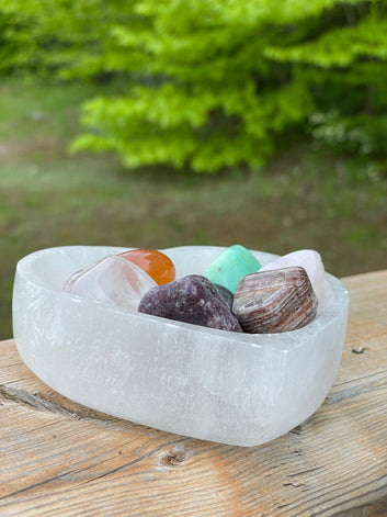 Chakra Set with Selenite Heart Bowl